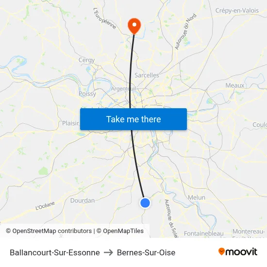 Ballancourt-Sur-Essonne to Bernes-Sur-Oise map