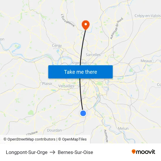 Longpont-Sur-Orge to Bernes-Sur-Oise map