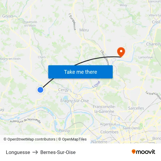 Longuesse to Bernes-Sur-Oise map