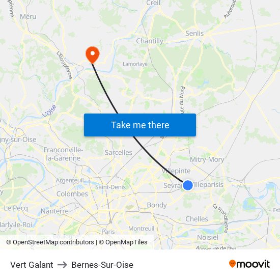 Vert Galant to Bernes-Sur-Oise map