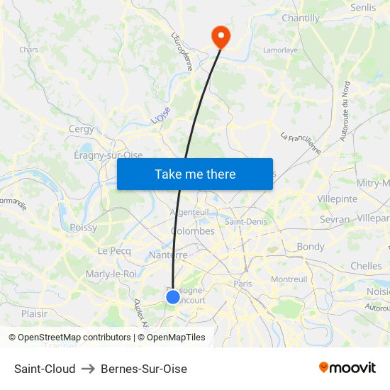 Saint-Cloud to Bernes-Sur-Oise map