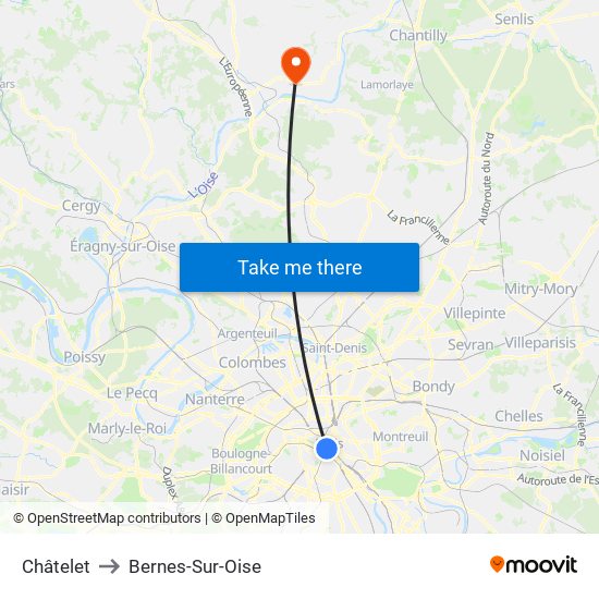 Châtelet to Bernes-Sur-Oise map