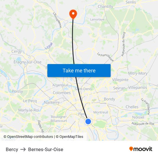 Bercy to Bernes-Sur-Oise map