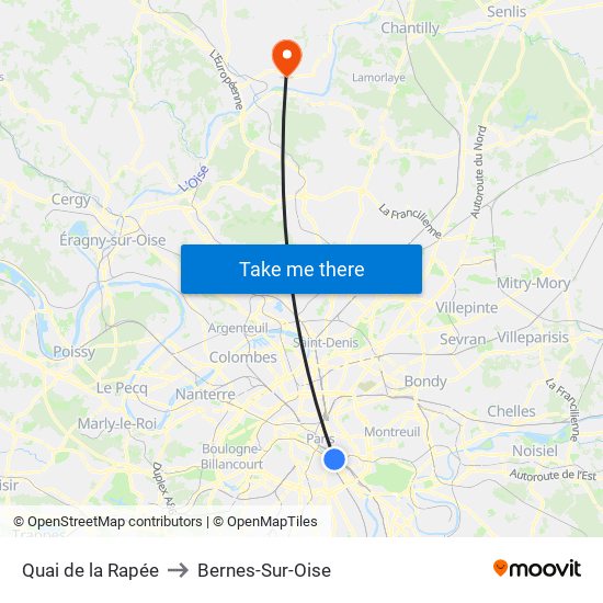Quai de la Rapée to Bernes-Sur-Oise map