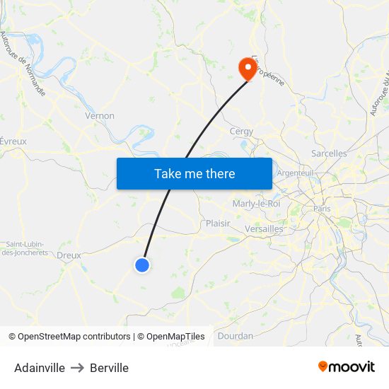 Adainville to Berville map