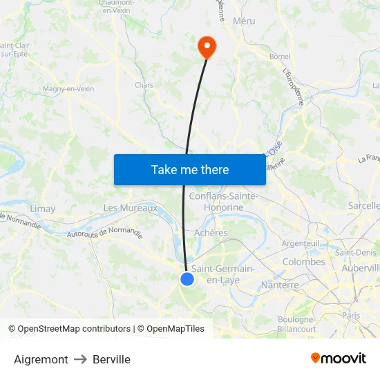 Aigremont to Berville map