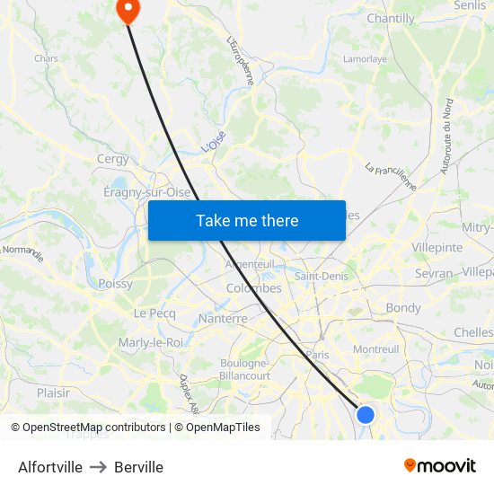 Alfortville to Berville map