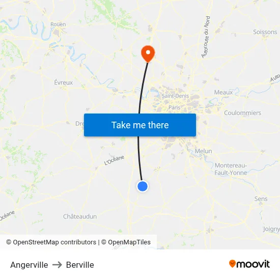 Angerville to Berville map