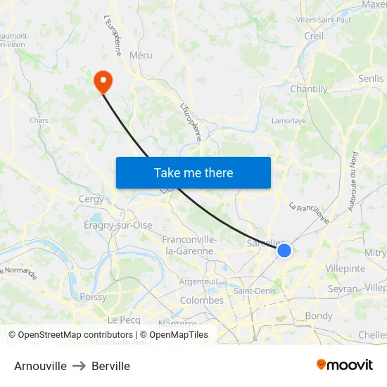 Arnouville to Berville map