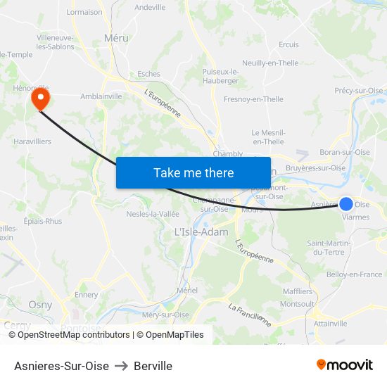 Asnieres-Sur-Oise to Berville map