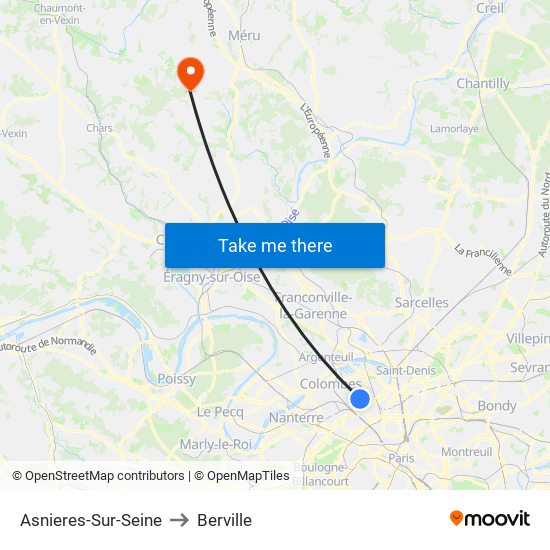 Asnieres-Sur-Seine to Berville map