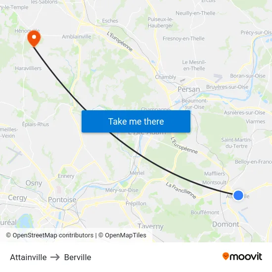 Attainville to Berville map