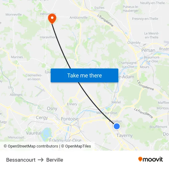 Bessancourt to Berville map