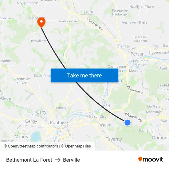 Bethemont-La-Foret to Berville map