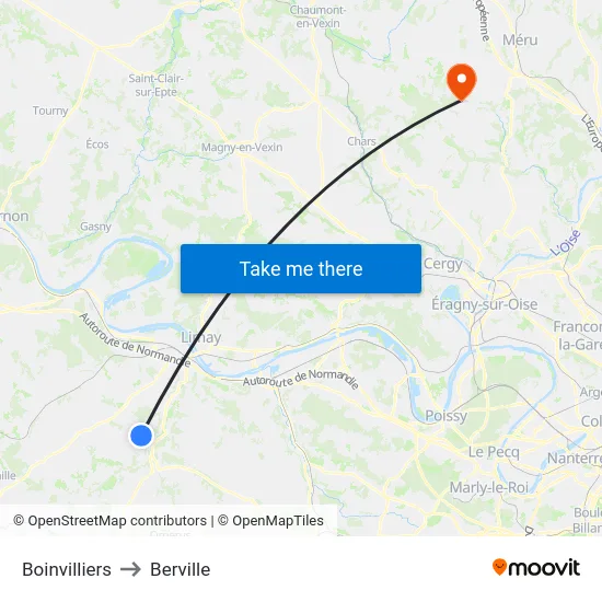 Boinvilliers to Berville map