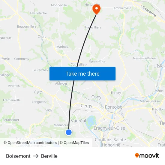 Boisemont to Berville map