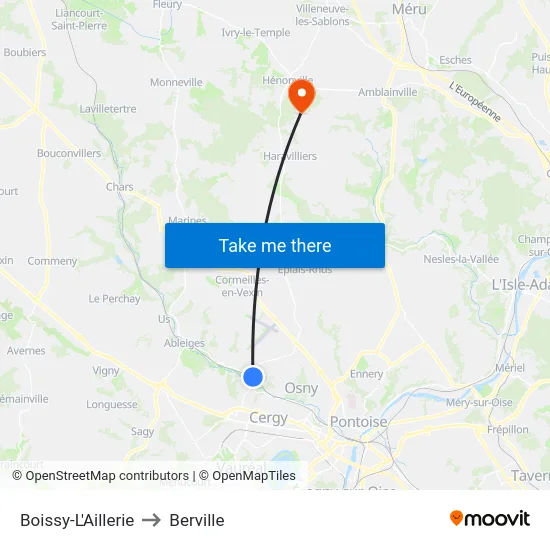 Boissy-L'Aillerie to Berville map
