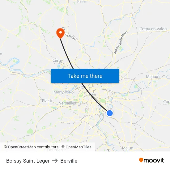 Boissy-Saint-Leger to Berville map