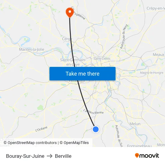 Bouray-Sur-Juine to Berville map