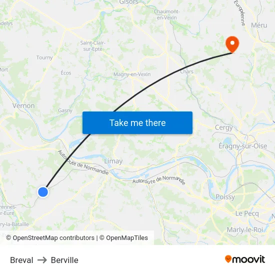 Breval to Berville map