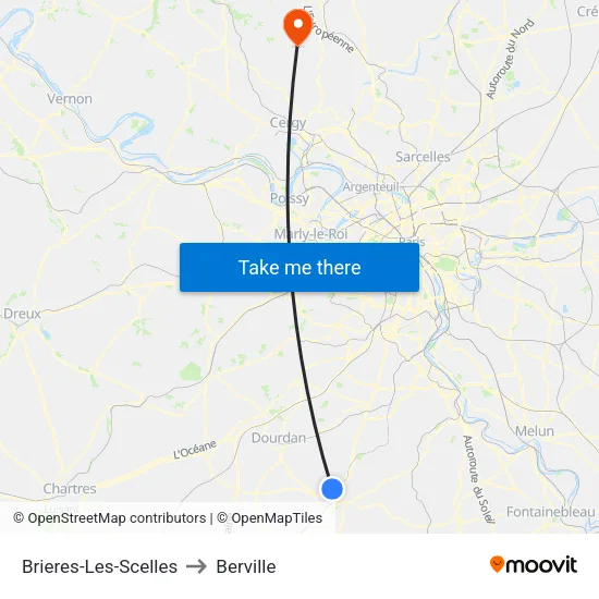 Brieres-Les-Scelles to Berville map
