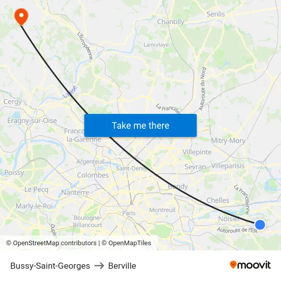 Bussy-Saint-Georges to Berville map