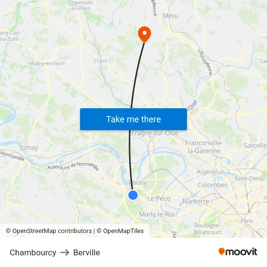 Chambourcy to Berville map
