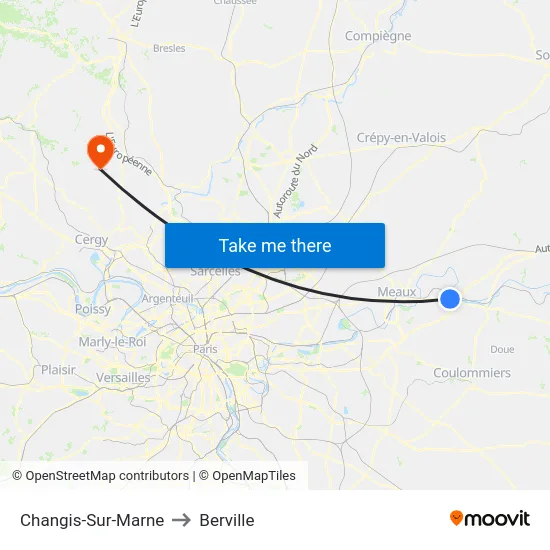 Changis-Sur-Marne to Berville map
