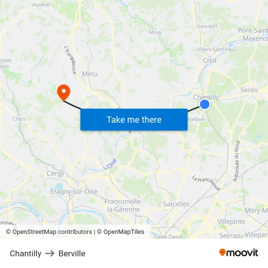 Chantilly to Berville map