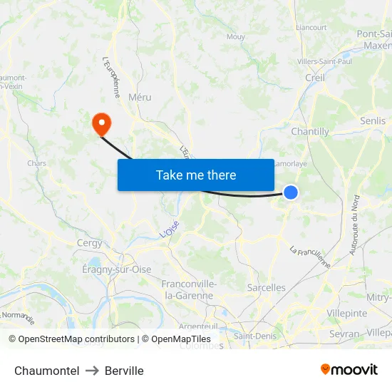 Chaumontel to Berville map