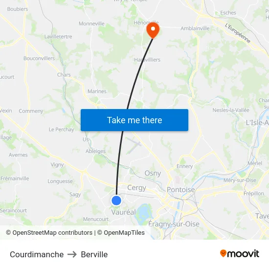 Courdimanche to Berville map