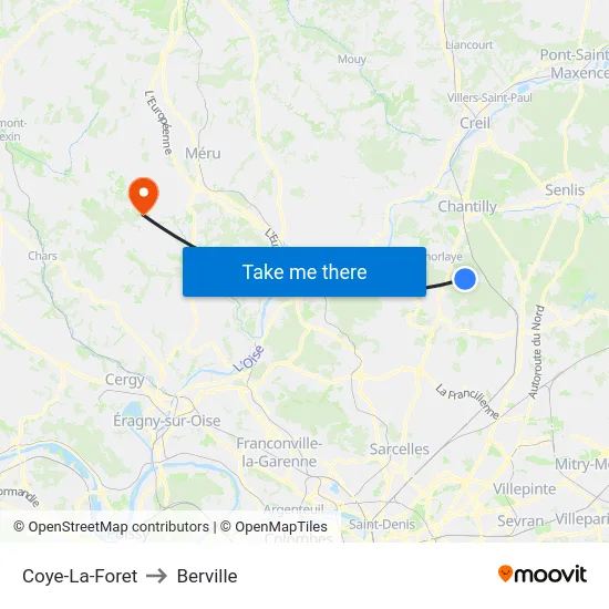 Coye-La-Foret to Berville map