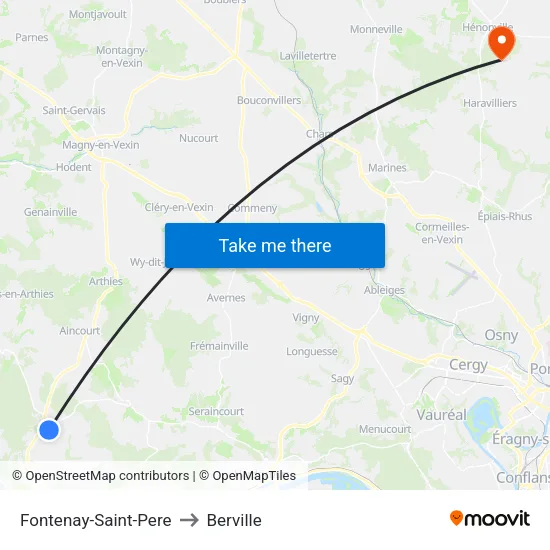 Fontenay-Saint-Pere to Berville map