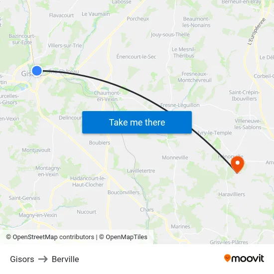 Gisors to Berville map