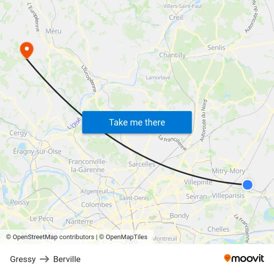Gressy to Berville map