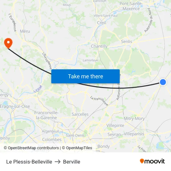 Le Plessis-Belleville to Berville map