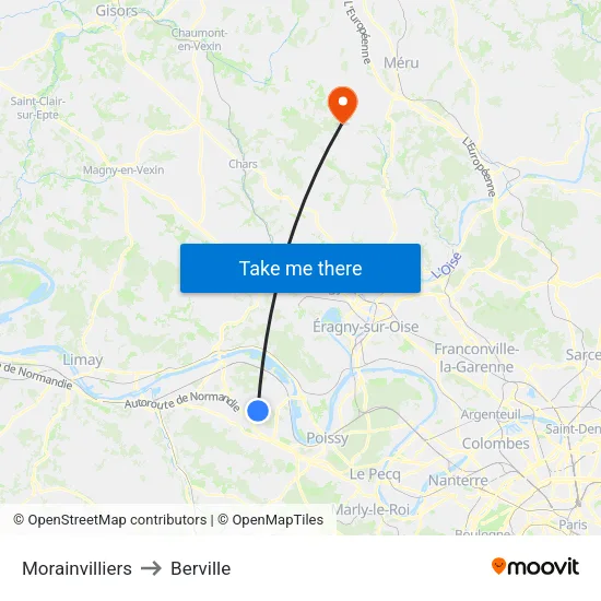 Morainvilliers to Berville map