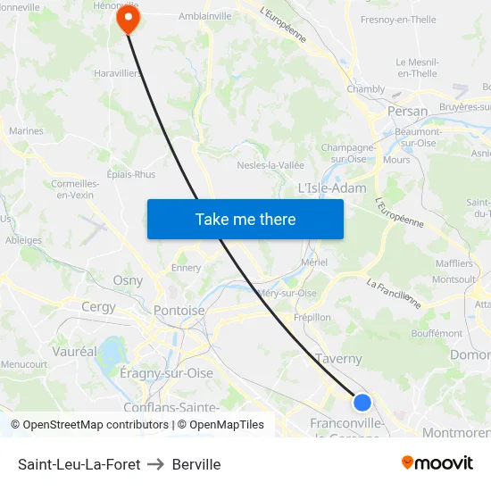 Saint-Leu-La-Foret to Berville map