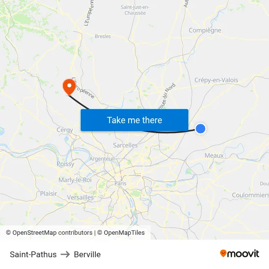 Saint-Pathus to Berville map