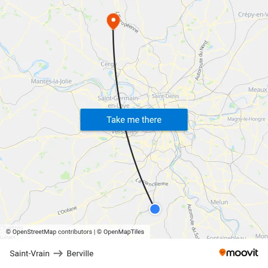 Saint-Vrain to Berville map