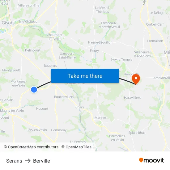 Serans to Berville map