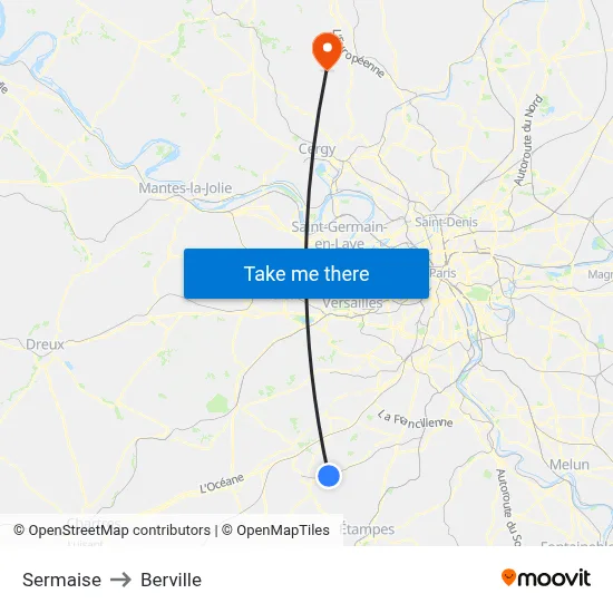 Sermaise to Berville map