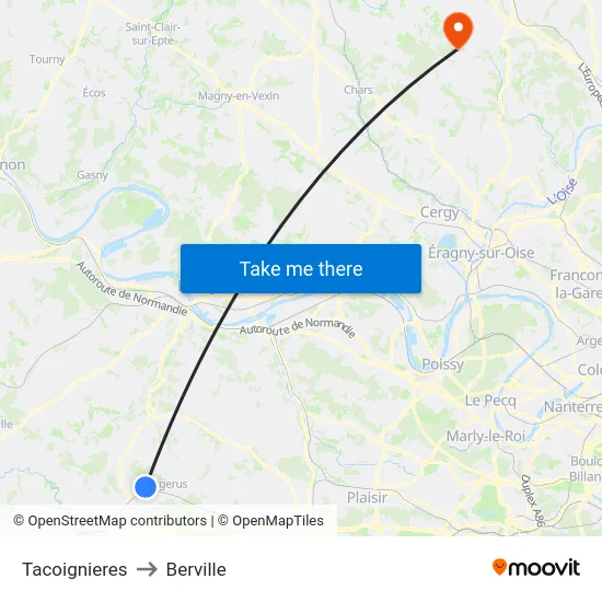 Tacoignieres to Berville map