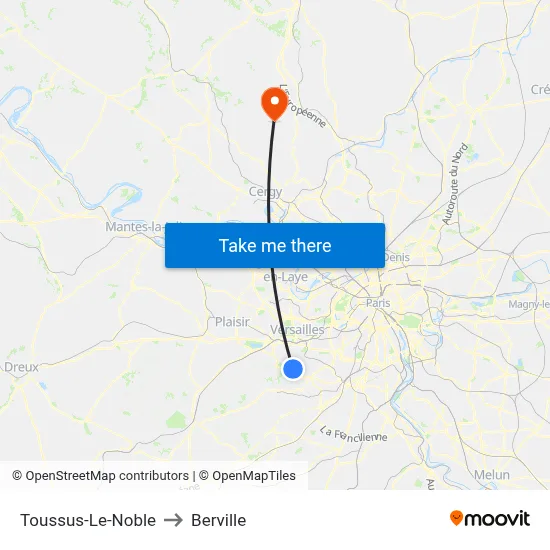 Toussus-Le-Noble to Berville map