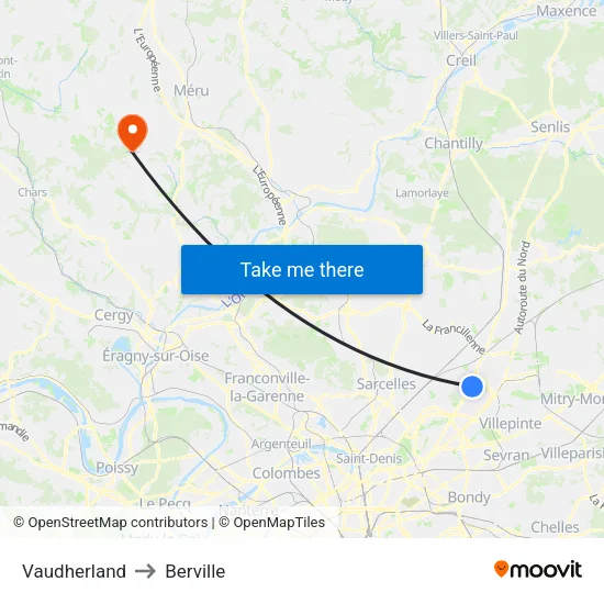 Vaudherland to Berville map