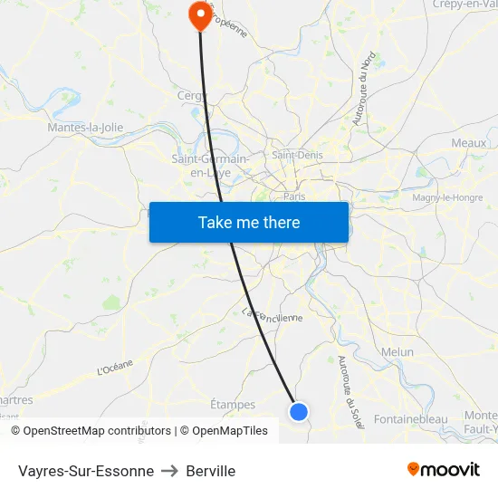 Vayres-Sur-Essonne to Berville map