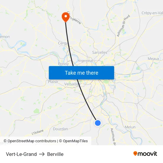 Vert-Le-Grand to Berville map