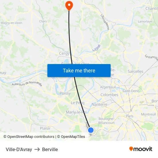 Ville-D'Avray to Berville map