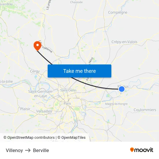 Villenoy to Berville map
