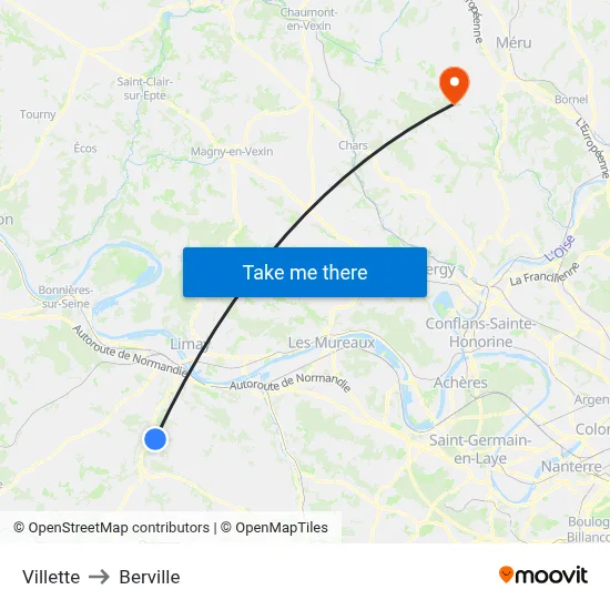 Villette to Berville map